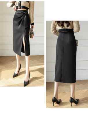 Gonna Donna Lunga Tubino Nero Spacco Ufficio Sotto Al ginocchio