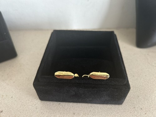 DOLCE & GABBANA Treble Clef Men Cufflinks for Shirt with Crystal Gold Red - Picture 5 of 13
