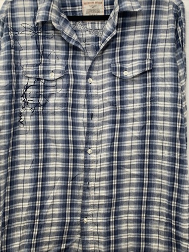 Route 66 Men’s SZ.L shirt blue flannel, long sleeve button up 100% cotton - Picture 4 of 12