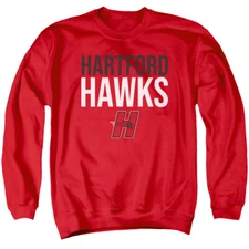 University of Hartford Adult Crewneck Sweatshirt Stacked, Red, S-3XL