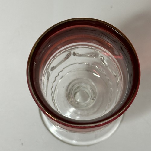 Tiffin Franciscan King's Crown-Cranberry Flashed Cordial Glass 3.5" Tall Set 6 - Picture 19 of 22