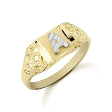 10k Gold Vintage Square Two-Tone DC Initial Ring (Baby/Kids)
