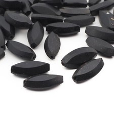 Lot 41 Czech antique Victorian matte black Faceted oval glass beads 17/18mm