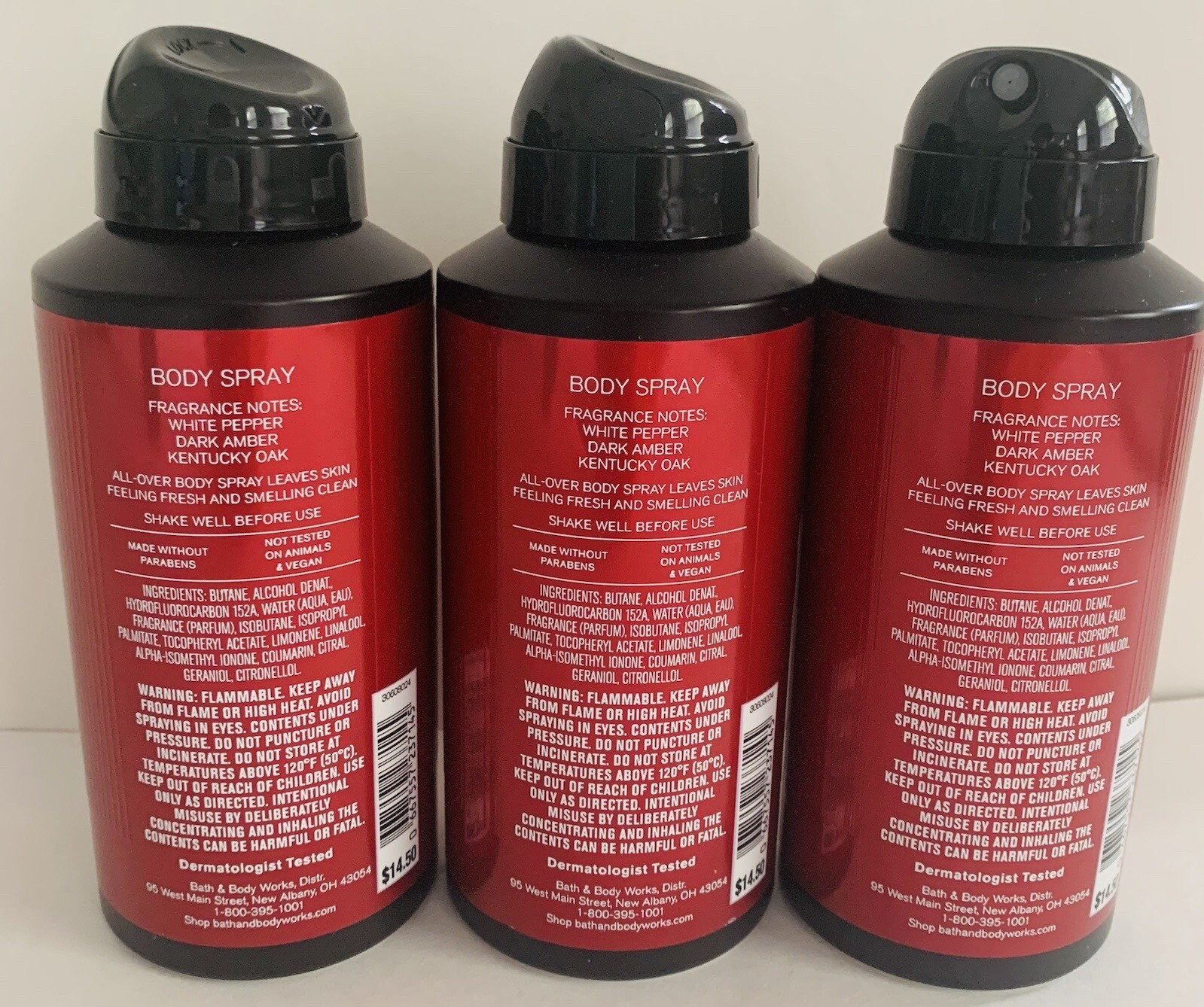 New Bath & Body Works Men's BOURBON 3.7 Fl Oz Body Spray x3 Lot Set