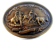 Vintage Second Loop Cattle Round Up Western Belt Buckle by Hawk Gallery