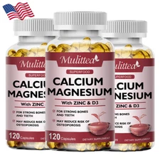 Magnesium Zinc Vitamin D3 Calcium 1000MG Complex Capsules Pills High Absorption