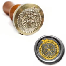 Ouroboros Sealing Wax Stamp with Wooden Hilt, for Invitation, Envelopes, Cards