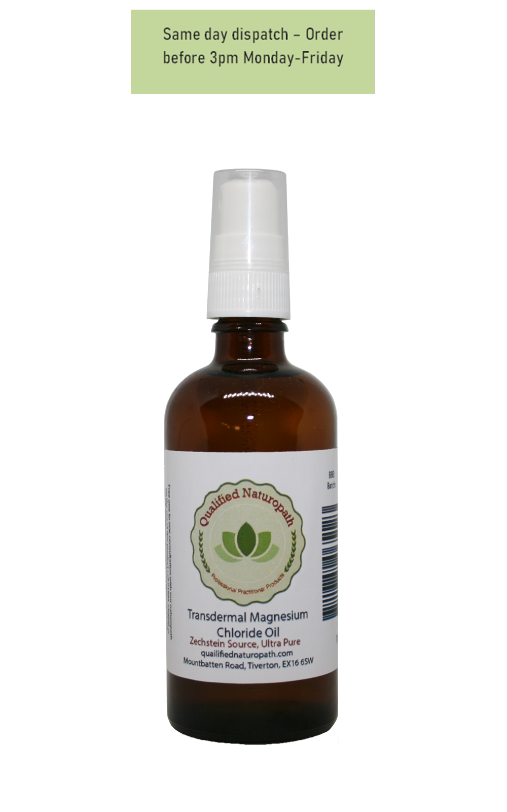 110ml Atomiser - Transdermal Magnesium Chloride Oil  - Zechstein Source