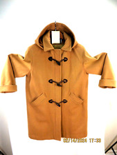 Mdp Mario De Pinto Sz Missy 12 100% Wool Beige Zippered Hooded Pea Coat Jacket