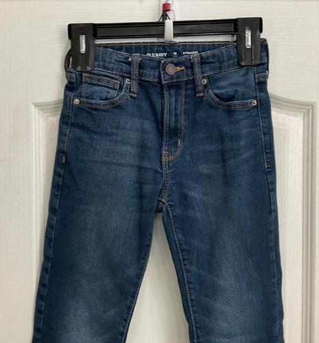 Old Navy Boy's Jeans Size 12 Slim Built In Flex Straight Blue Button Adjust 150 - Picture 2 of 8