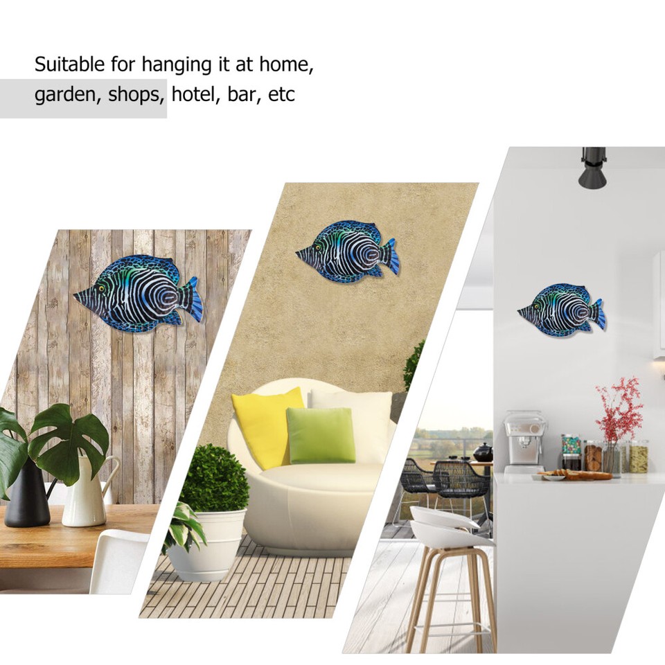 Wrought Iron Fish Wall Hanging Sea Life Art Decorations Coastal