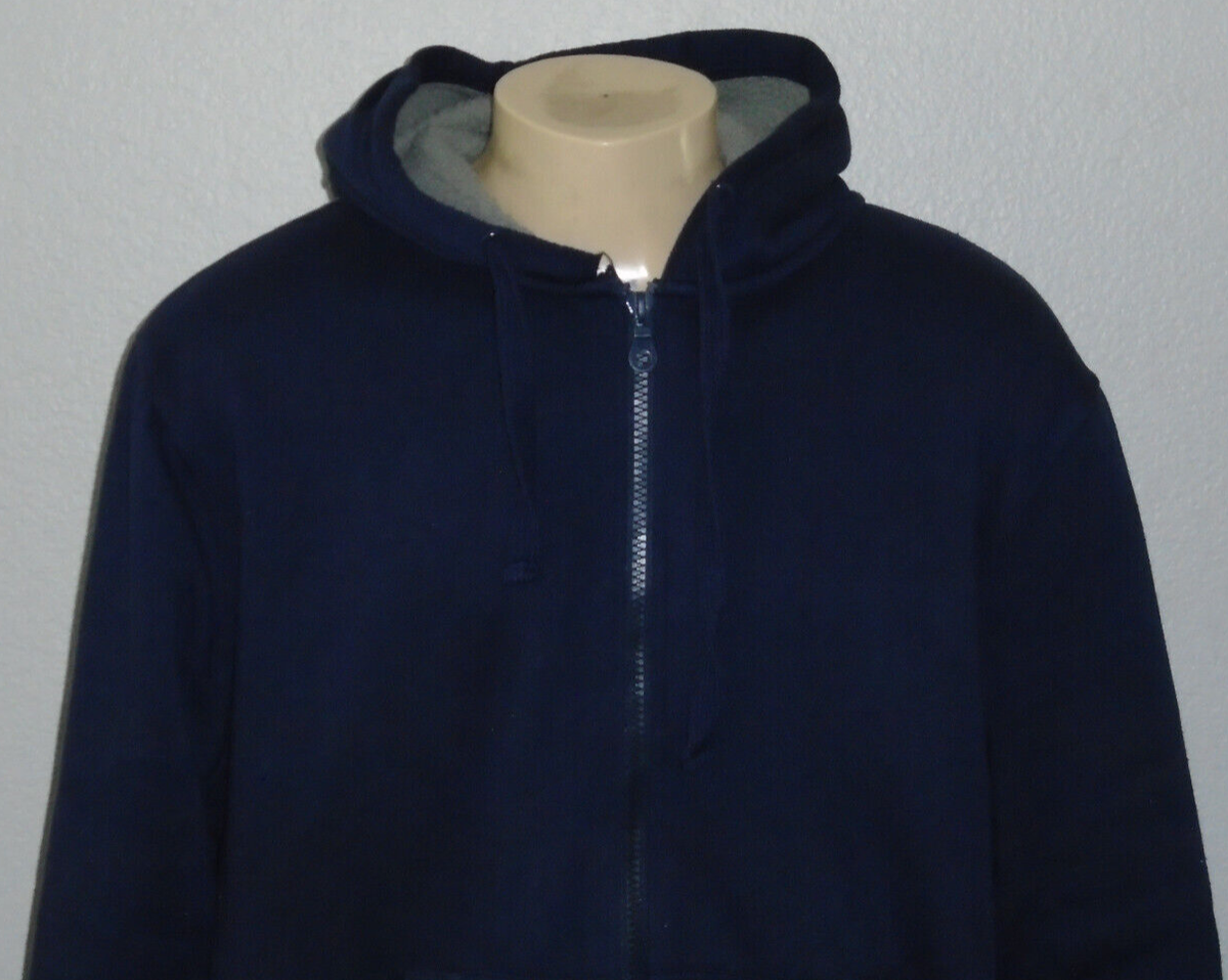 US LIFE Blue Full Zip Sherpa Lined Hoodie Sweatshirt Jacket