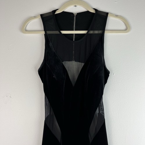 Vintage Betsy & Adam schwarz Samt Maxikleid Größe 2 durchsichtig ausgeschnitten formell Abschlussball - Bild 8 von 14
