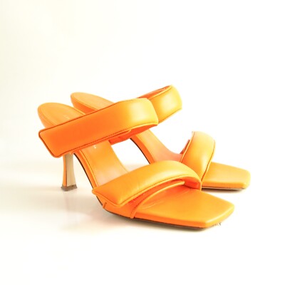 Gia Pernille Teisbaek Mules Sandals Heels Perni 03 Orange Leather EU 38.5 US 8.5