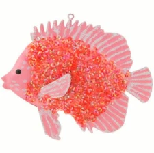 3.5" Coral Neon Pink Sequin Fish Hawaii Beach Ocean Christmas Ornament Decor