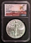 2021 SILVER EAGLE. TYPE 1. FIRST RELEASES. NGC CERTIFIED MS69. CERT.#6090008-069