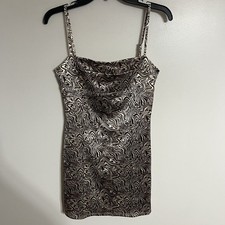 Urban Outfitters UO Cole Swirl Sateen Mini Dress Size Medium Brown & Tan