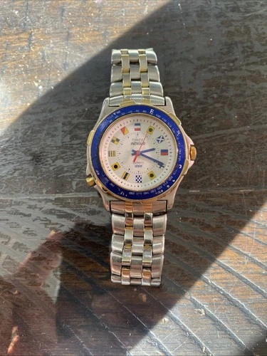 Vintage Timex Indiglo Quartz Watch Flags Of The World Bidirectional Bezel + Hack