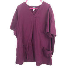 Cherokee Workwear Men's Scrubs Solid Burgundy Red V-Neck Shirts Pockets Size 2XL