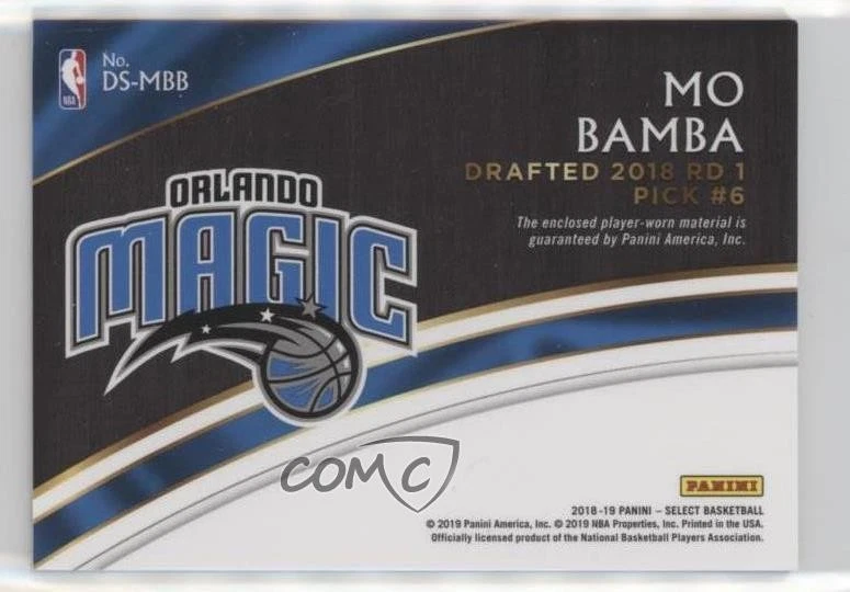 2018-19 Panini Select Draft Selections Memorabilia Mo Bamba #DS-MBB Rookie RC - Image 2 of 2