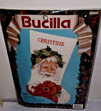 Bucilla Victorian Santa Teddy Bear Counted Cross Stitch 18" Stocking Kit 82826