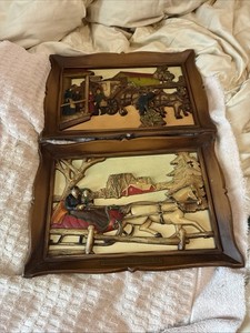 2 Vintage Wall Decor A Winter Ride & Travelers Rest