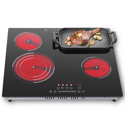 SNDOAS Glaskeramikkochfeld 4 Platten 6700W Cerankochfeld, 9 Heizstufen,Touch