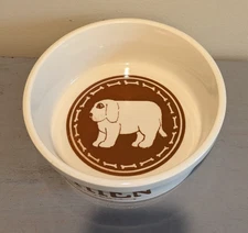 Taylor & Ng CHIEN Dog Bowl Ceramic Japan Water Food Cream/Brown Vintage 1979