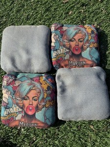 Big D/Big Sinner Marylin Cornhole Bags - Set of 4 w/ pouch - Carolina Blue- ACO