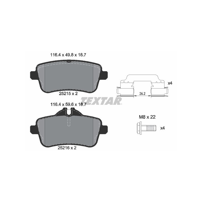TEXTAR 2521501 Brake Pads Set Rear for Mercedes GLE M GL GLS CLA A GLA SLC SLK C