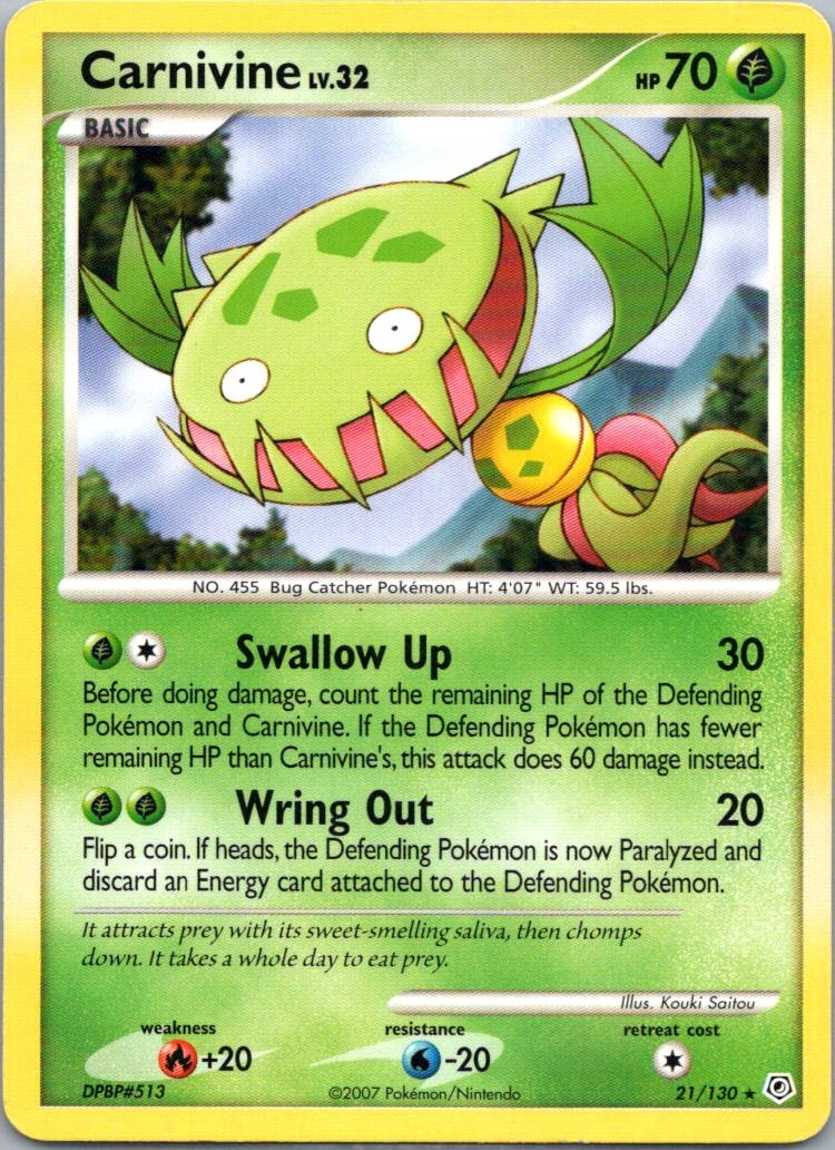 Pokemon TCG Carnivine 21/130 Diamond Pearl LP