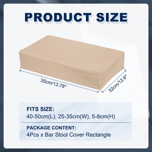 Bar Stool Cover Rectangle, Stretch Barstool Slipcover(Khaki, 4Pcs) - Foto 2 di 6