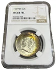 1949 D 50C Silver Franklin Half Dollar - NGC MS 64 FBL - Rainbow Toner
