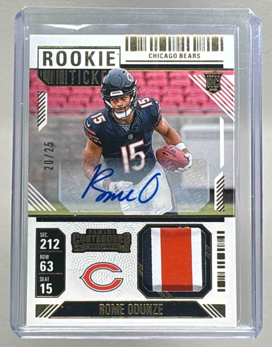 Rome Odunze Panini Contenders Rookie Ticket Swatches #RTSROE Autograph