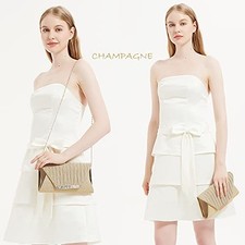 Glitter Clutch Purses for Women Evening Bags and Cluthes Flap A-champagne