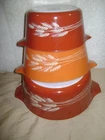 LOT of 3 VTG 1979-86 PYREX AUTUMN HARVEST ROUND BAKE SERVE STORE SET #473-5