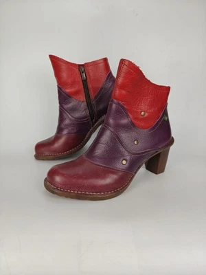El Naturalista Boot Women UK 7.5 Purple Bootie Ankle Block Heel Leather Zip - Image 1 of 4