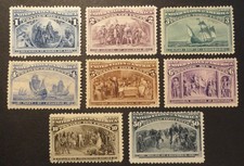 SCOTT #230-235, 237, 240 UNUSED NO GUM 1893 COLUMBUS EXPOSITION CHICAGO STAMPS