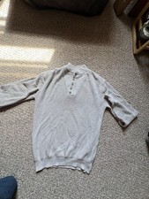 L.L. Bean Men’s Large Long Gray 100% Cotton Knit Henley Sweater USA Made Vintage