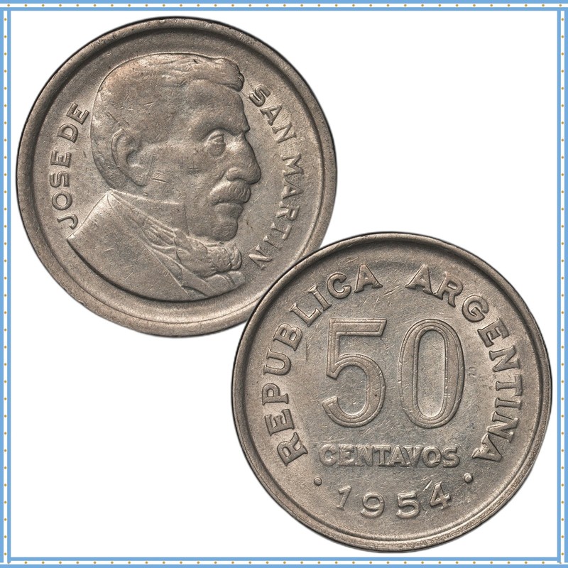 Argentina - 50 Centavos - 1954 - KM#49