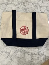 NEW W/TAGS 2026 TRADER JOE  S LARGE CANVAS TOTE BAG NAVY BLUE COLLECTORS ITEM