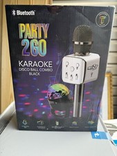 Silver Bling Party 2-Go Karaoke Mic Disco Ball Combo