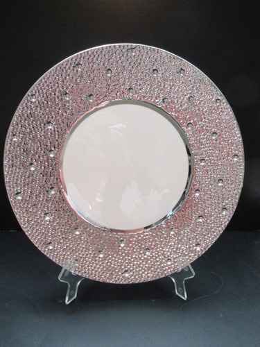 Balvery 10" Dinner Plates White w Silver Rim Set 4 - Picture 11 of 12