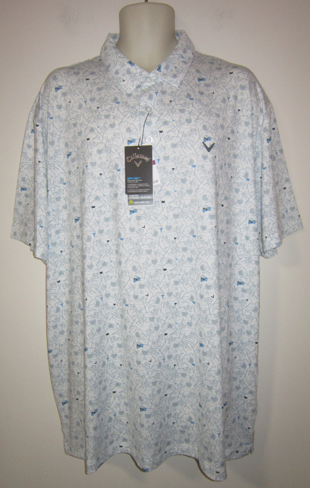 Футболка-поло CALLAWAY OPTI-DRI Performance с ярким белым принтом Sz 2XL 7390₽