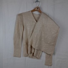 Vintage Sweater Skirt  Top Matching Set Beige Womens Unmarked Size/Brand READ
