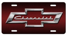 CHEVROLET CHEVY Inspired Art on Red Glossy Vanity Aluminum License Plate Tag
