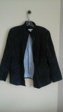 Charter Club Ladies L Genuine Leather Midnight Blue Suede Jacket