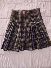 Vintage 70's Plaid Skirt Handmade Vibrant Colors Adjustable Waist