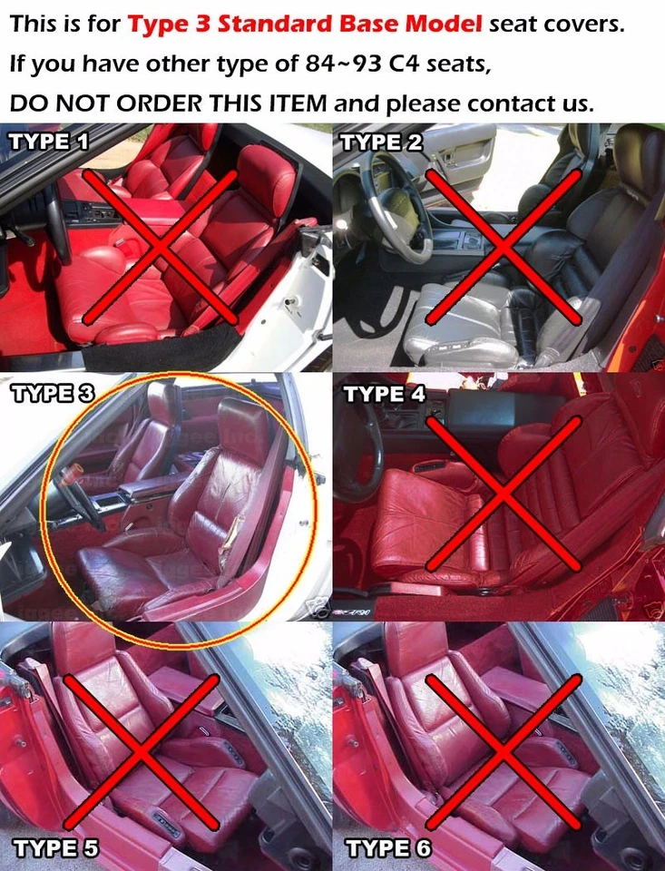 Par de fundas de asiento para Chevy Corvette C4 Type3 1984-1993 ajuste personalizado carbón Foto 2 de 4
