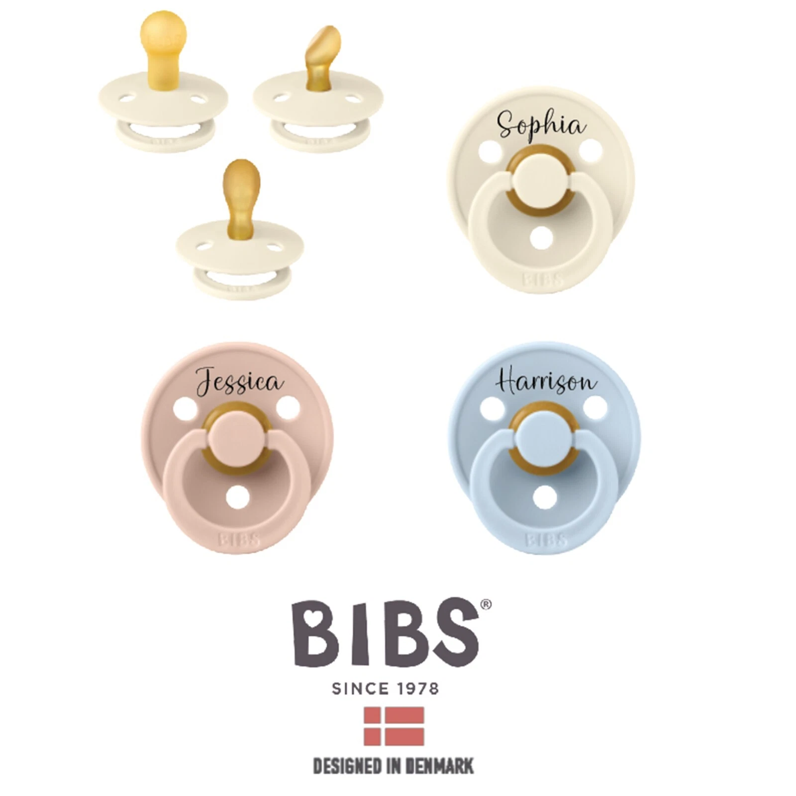 BIBS COLOUR *2-PACK* PERSONALISED DUMMY PACIFIER SOOTHER, 3 Teats, FONT 1
Opens in a new window or t